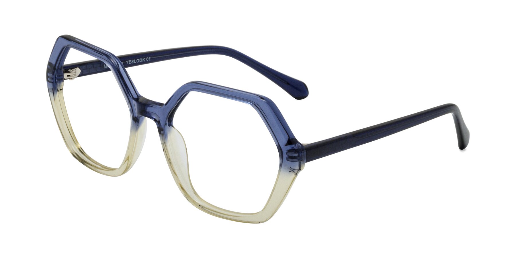 Angle of McFadden in Clear Blue/Clear Green with Clear Eyeglass Lenses