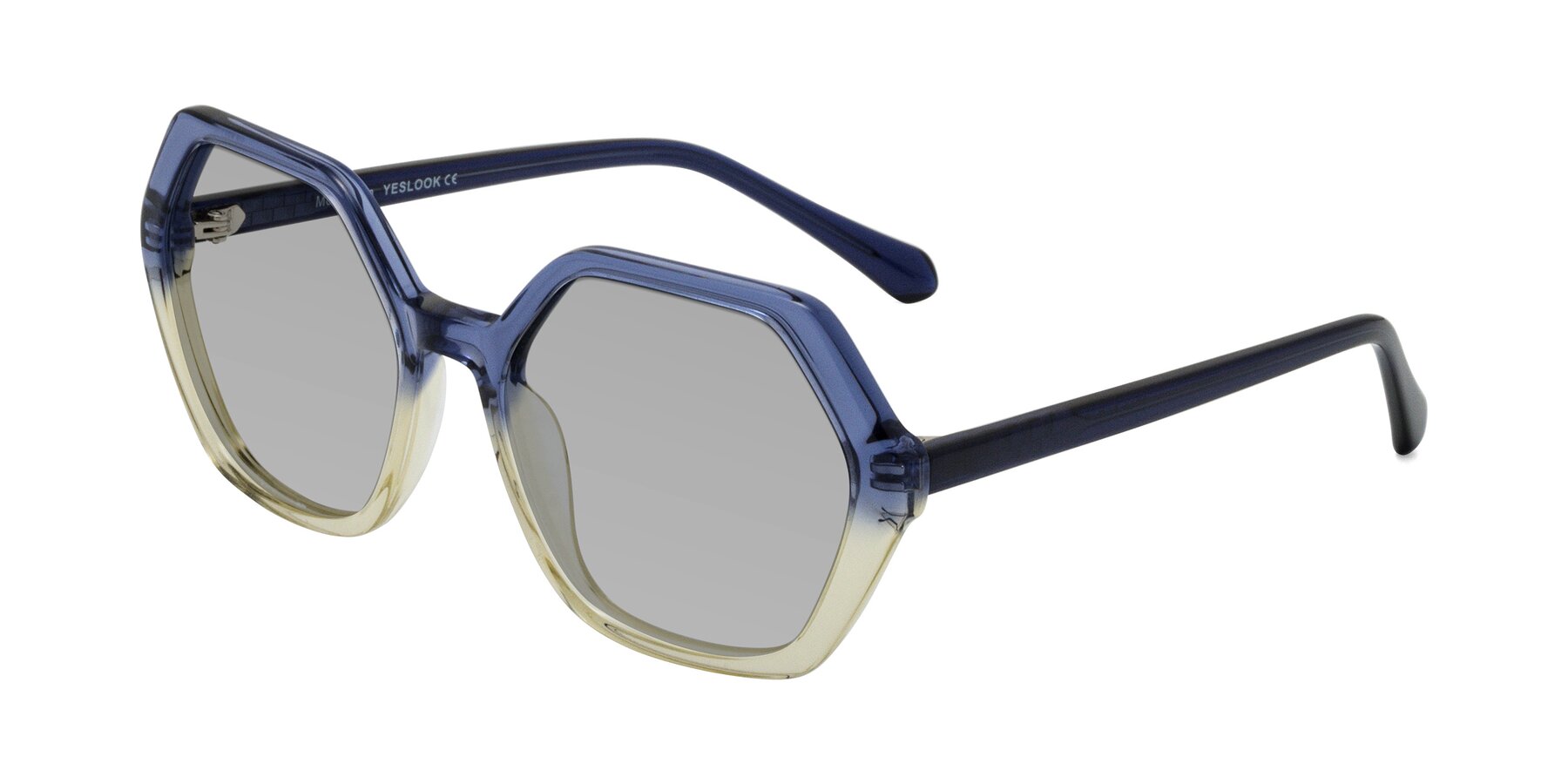 Angle of McFadden in Clear Blue/Clear Green with Light Gray Tinted Lenses