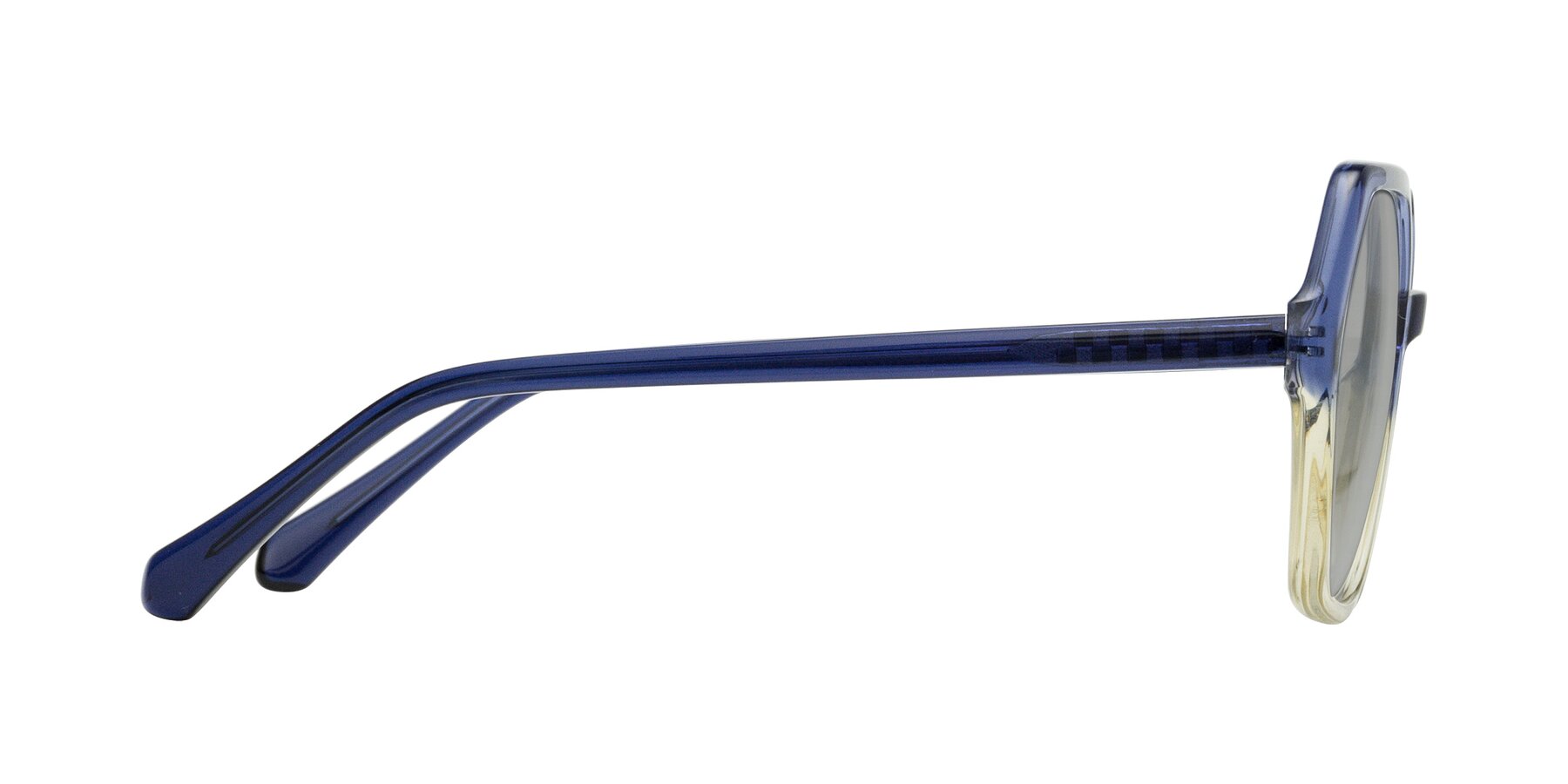 Side of McFadden in Clear Blue/Clear Green with Light Gray Tinted Lenses