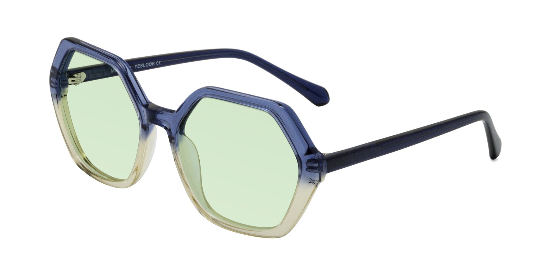 Angle of McFadden in Clear Blue/Clear Green with Light Green Tinted Lenses