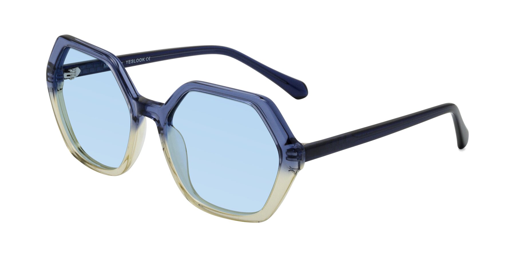 Angle of McFadden in Clear Blue/Clear Green with Light Blue Tinted Lenses