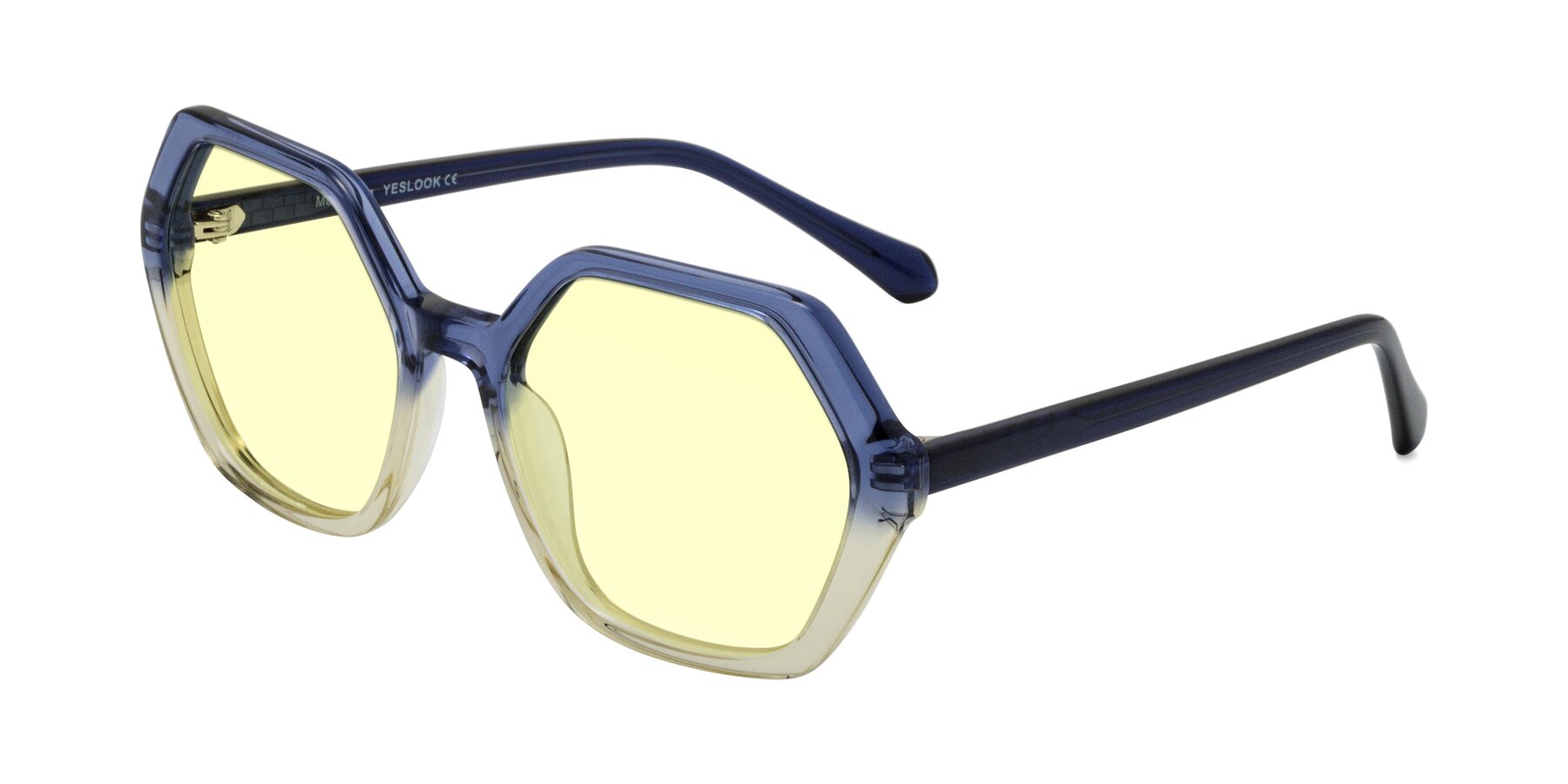 Angle of McFadden in Clear Blue/Clear Green with Light Yellow Tinted Lenses