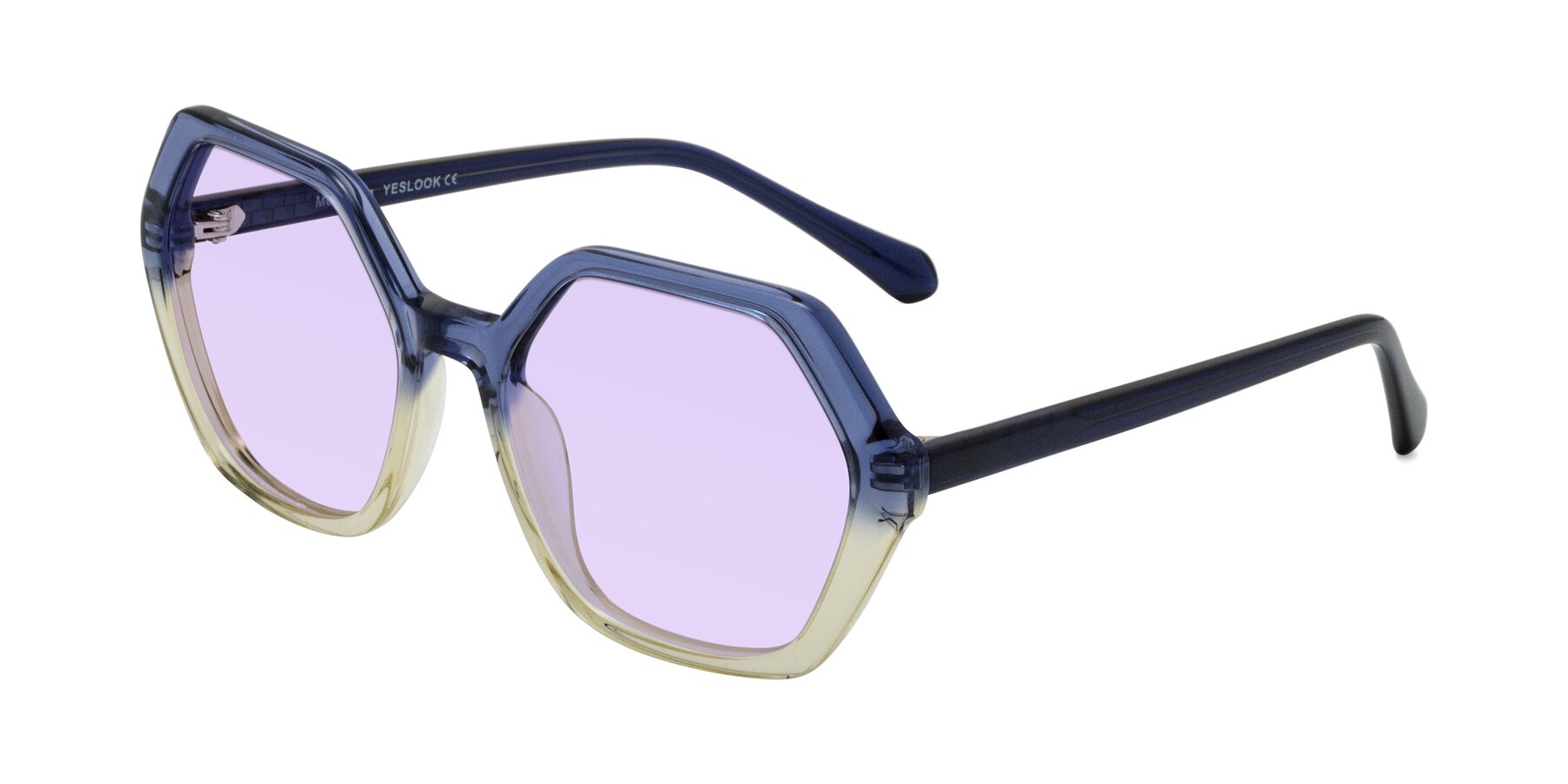 Angle of McFadden in Clear Blue/Clear Green with Light Purple Tinted Lenses