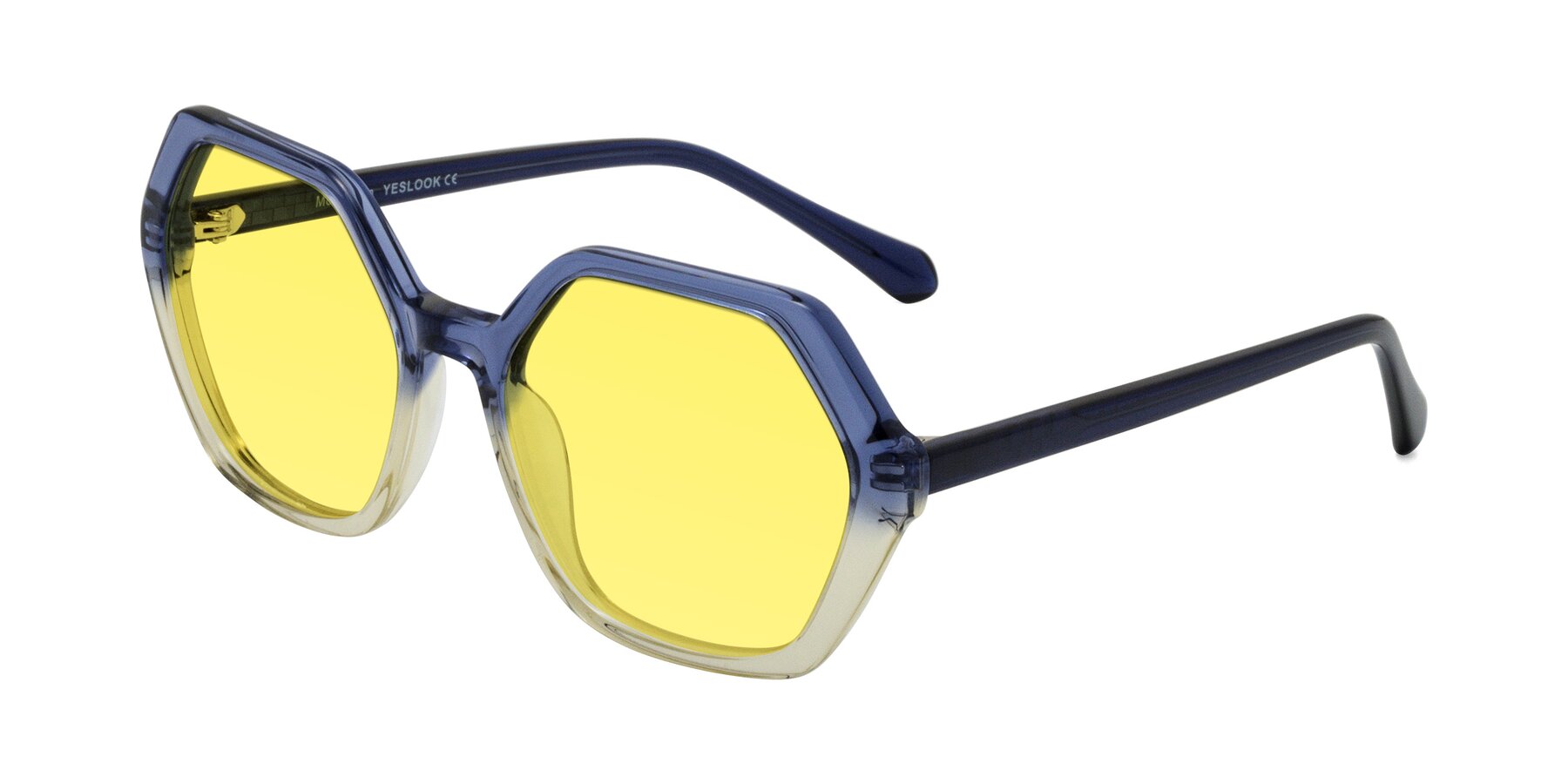 Angle of McFadden in Clear Blue/Clear Green with Medium Yellow Tinted Lenses