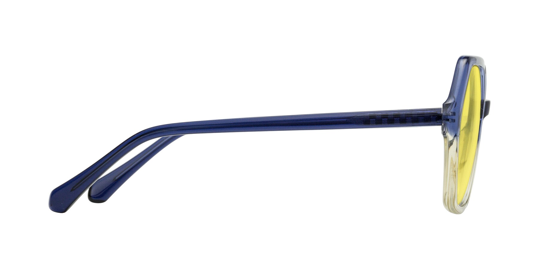 Side of McFadden in Clear Blue/Clear Green with Medium Yellow Tinted Lenses