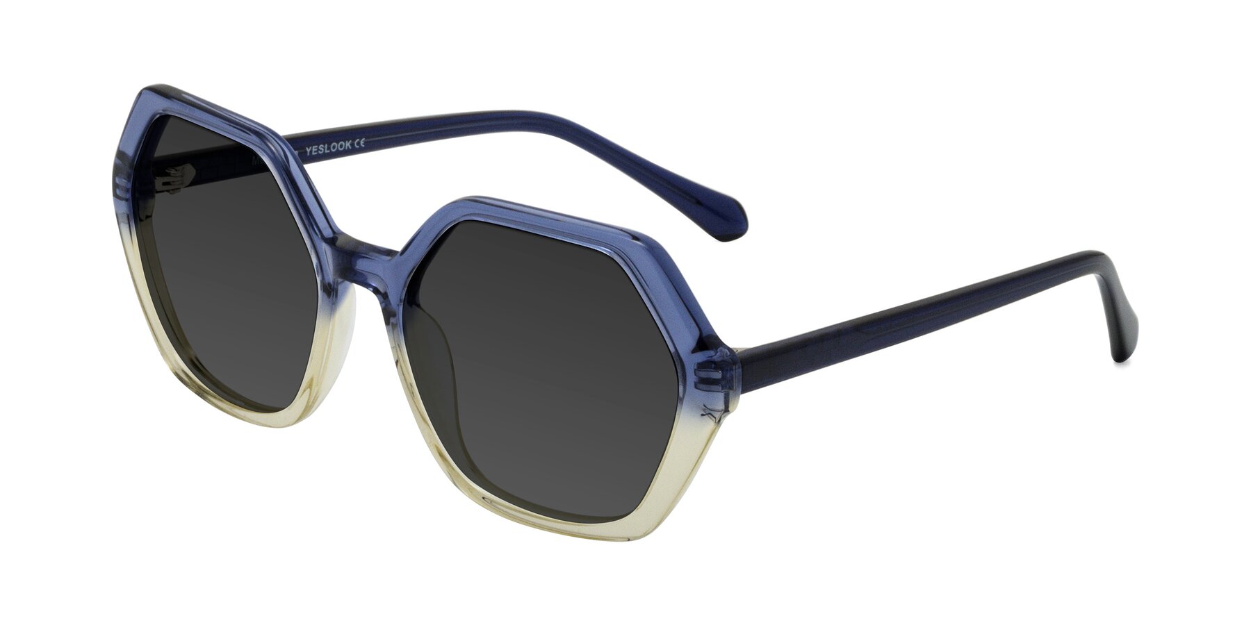 Angle of McFadden in Clear Blue/Clear Green with Gray Tinted Lenses