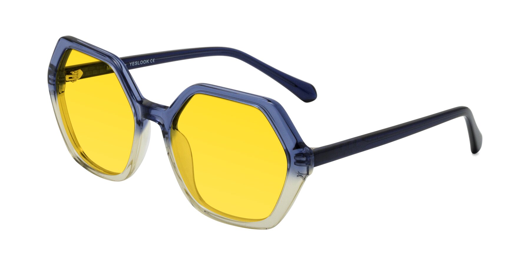 Angle of McFadden in Clear Blue/Clear Green with Yellow Tinted Lenses