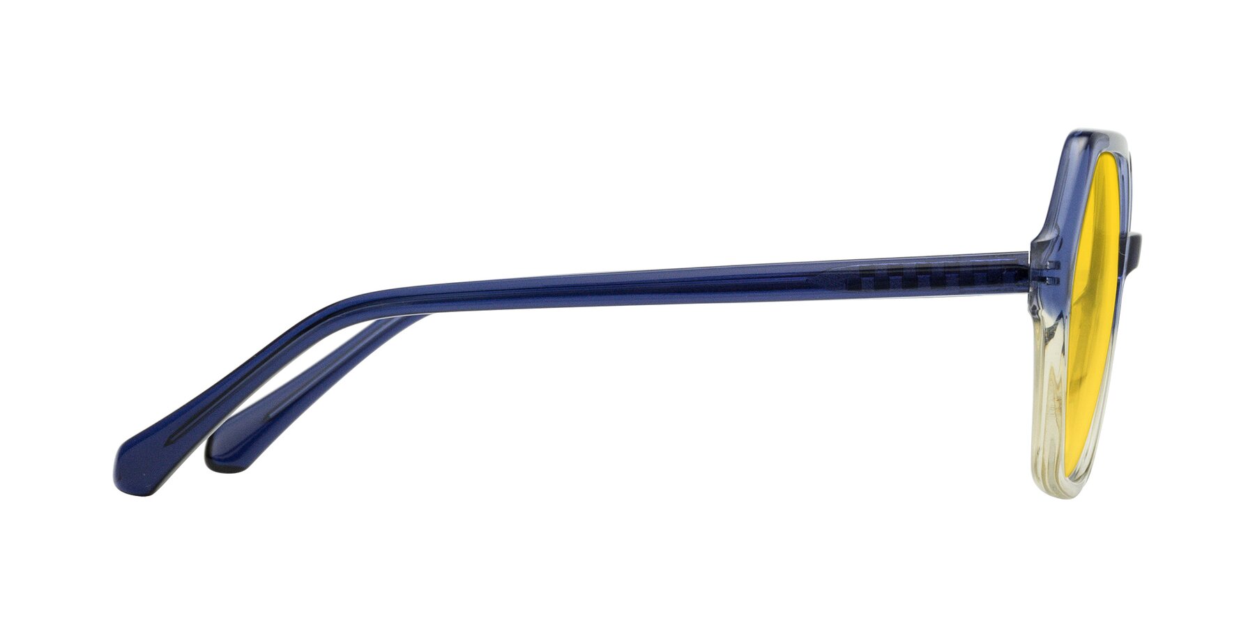 Side of McFadden in Clear Blue/Clear Green with Yellow Tinted Lenses