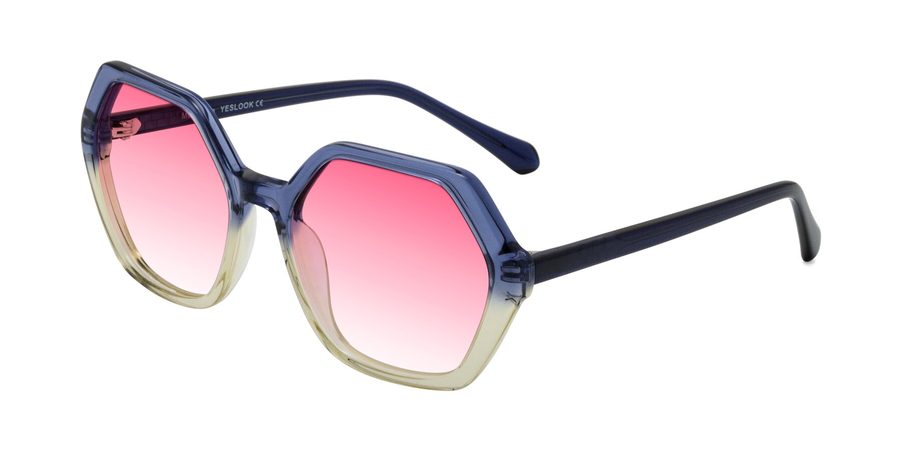Angle of McFadden in Clear Blue/Clear Green with Pink Gradient Lenses