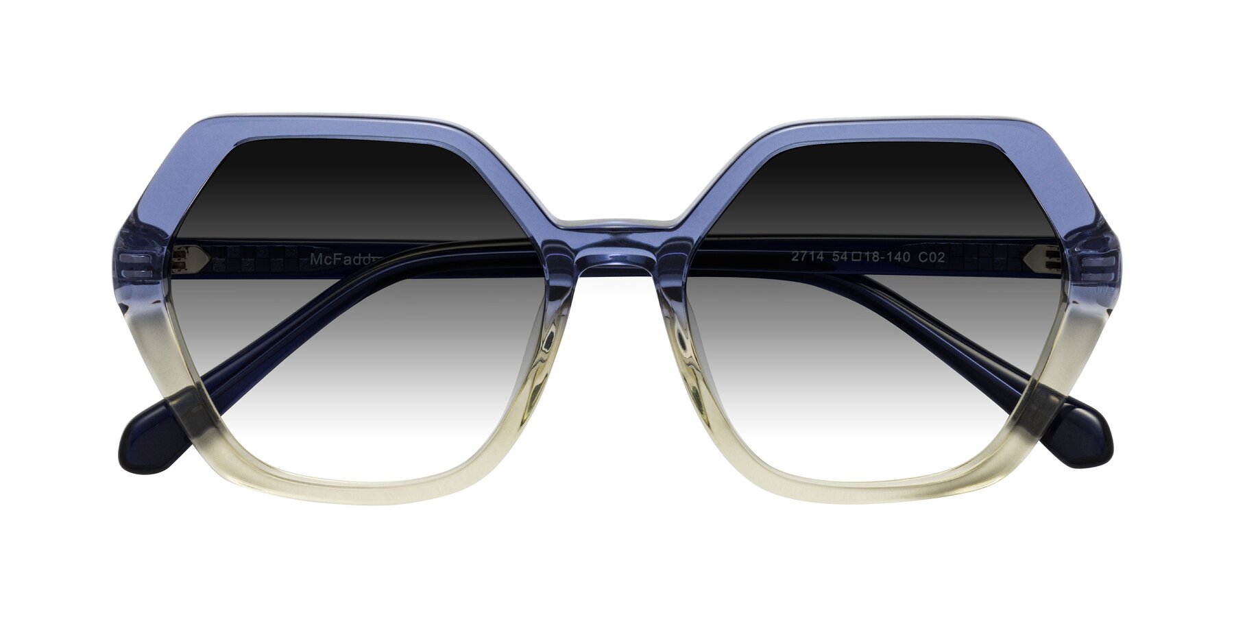 Folded Front of McFadden in Clear Blue/Clear Green with Gray Gradient Lenses