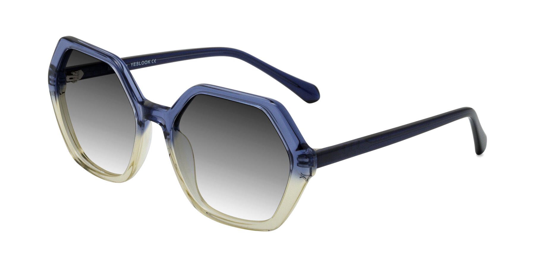 Angle of McFadden in Clear Blue/Clear Green with Gray Gradient Lenses