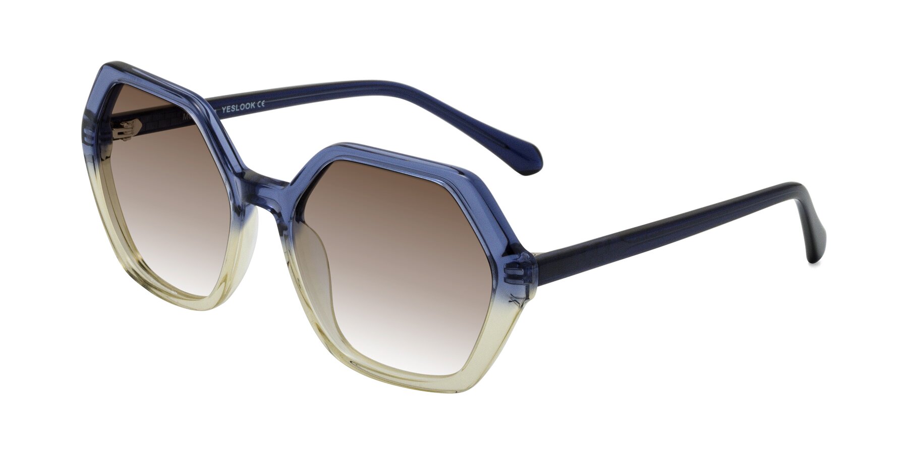 Angle of McFadden in Clear Blue/Clear Green with Brown Gradient Lenses