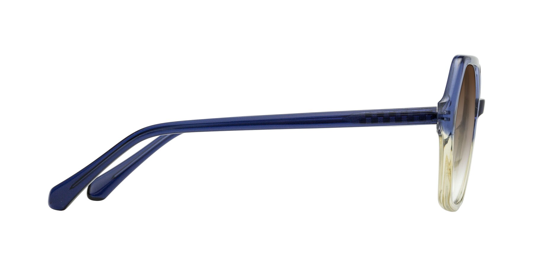 Side of McFadden in Clear Blue/Clear Green with Brown Gradient Lenses