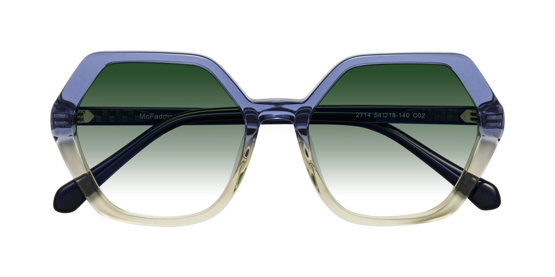Folded Front of McFadden in Clear Blue/Clear Green with Green Gradient Lenses