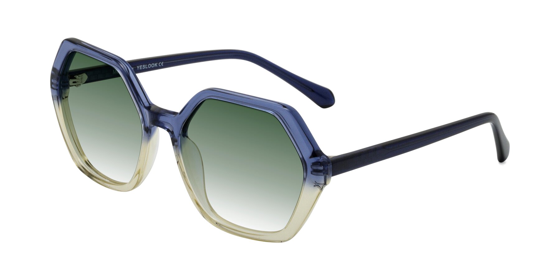 Angle of McFadden in Clear Blue/Clear Green with Green Gradient Lenses