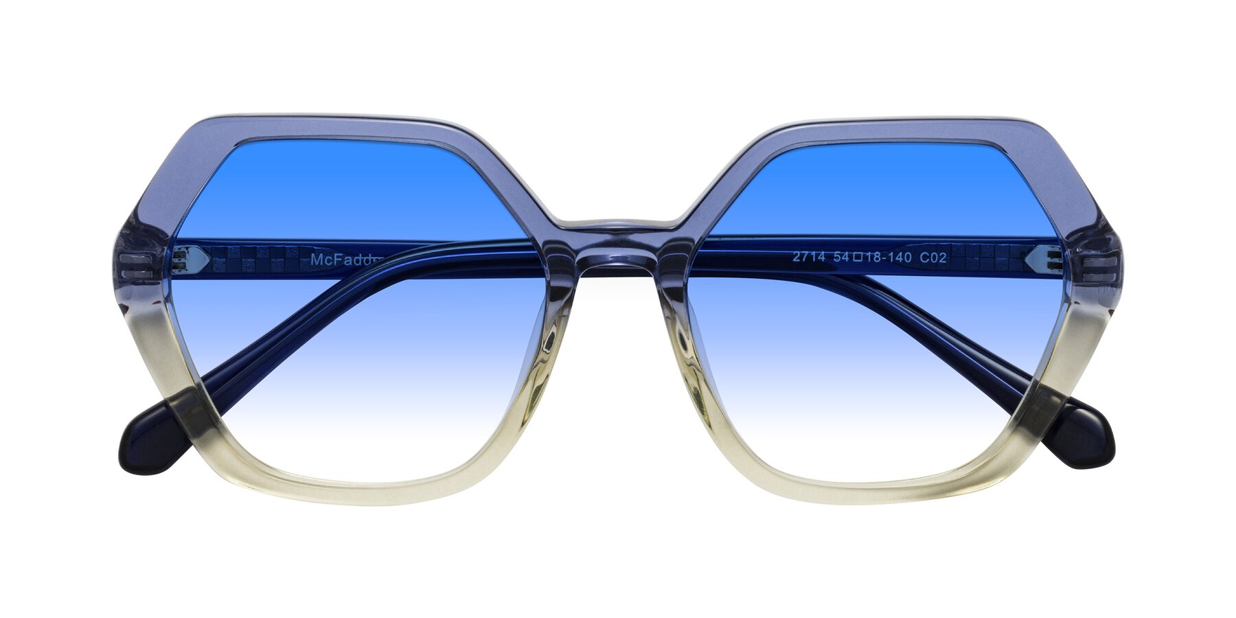 Folded Front of McFadden in Clear Blue/Clear Green with Blue Gradient Lenses