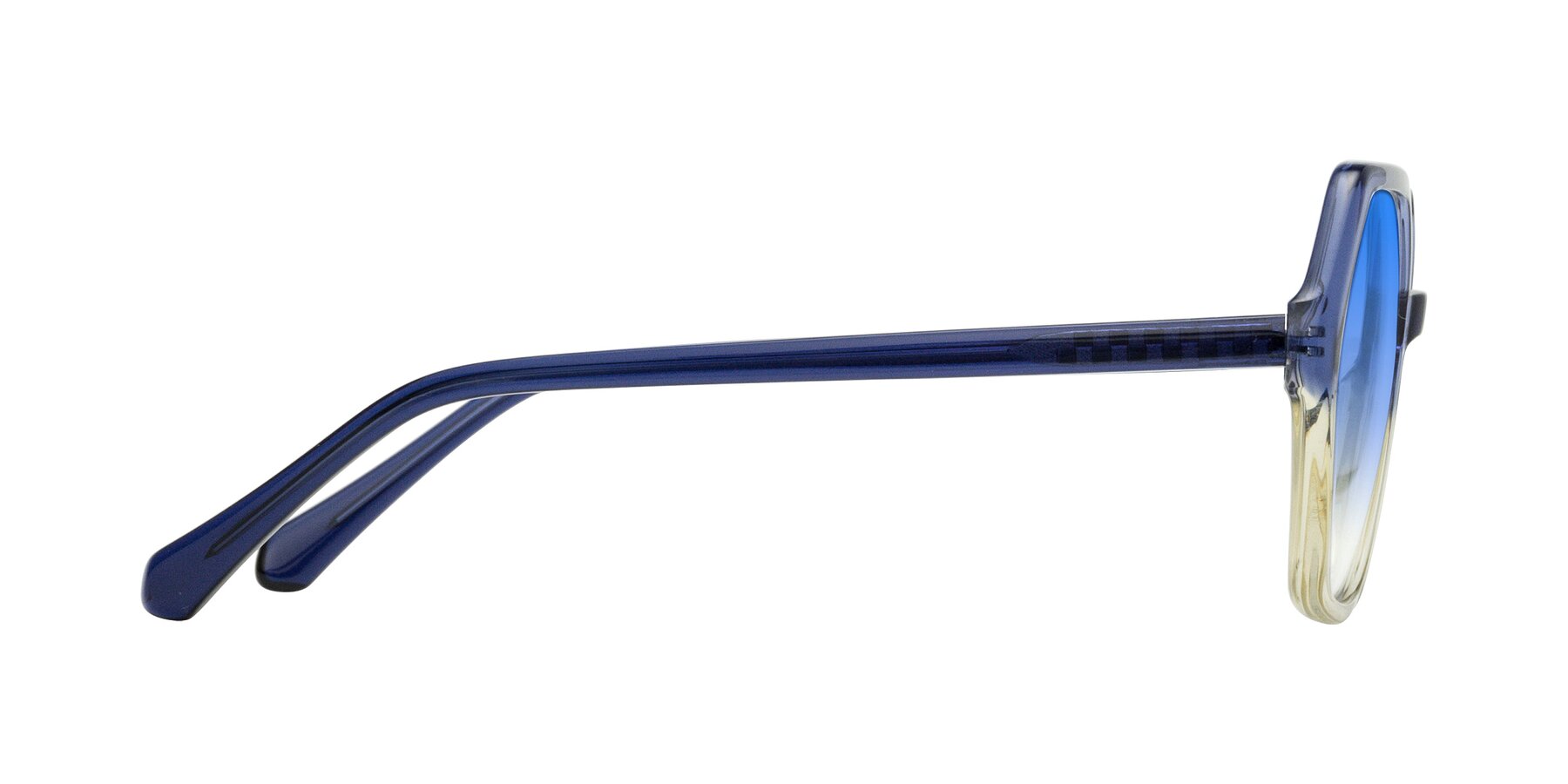 Side of McFadden in Clear Blue/Clear Green with Blue Gradient Lenses