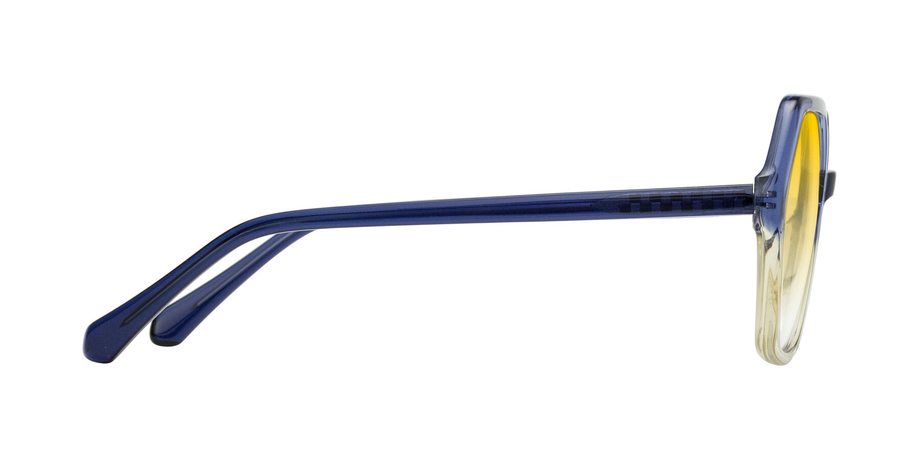 Side of McFadden in Clear Blue/Clear Green with Yellow Gradient Lenses