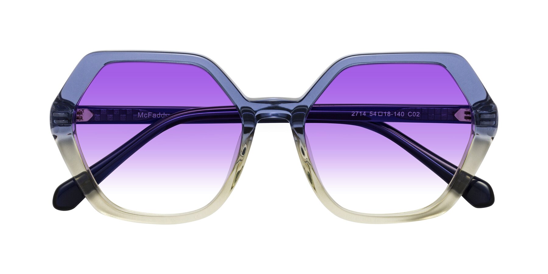 Folded Front of McFadden in Clear Blue/Clear Green with Purple Gradient Lenses