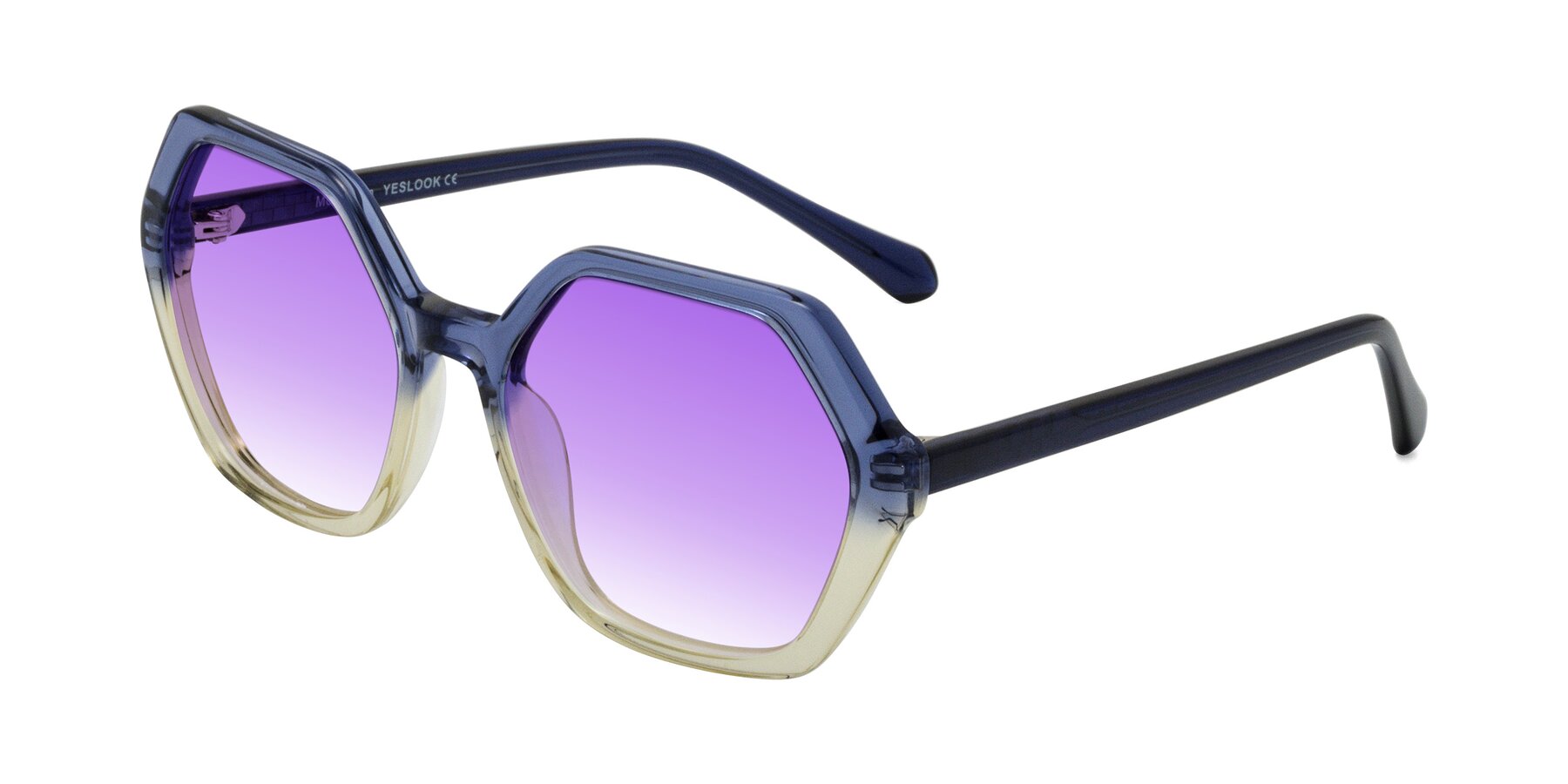 Angle of McFadden in Clear Blue/Clear Green with Purple Gradient Lenses