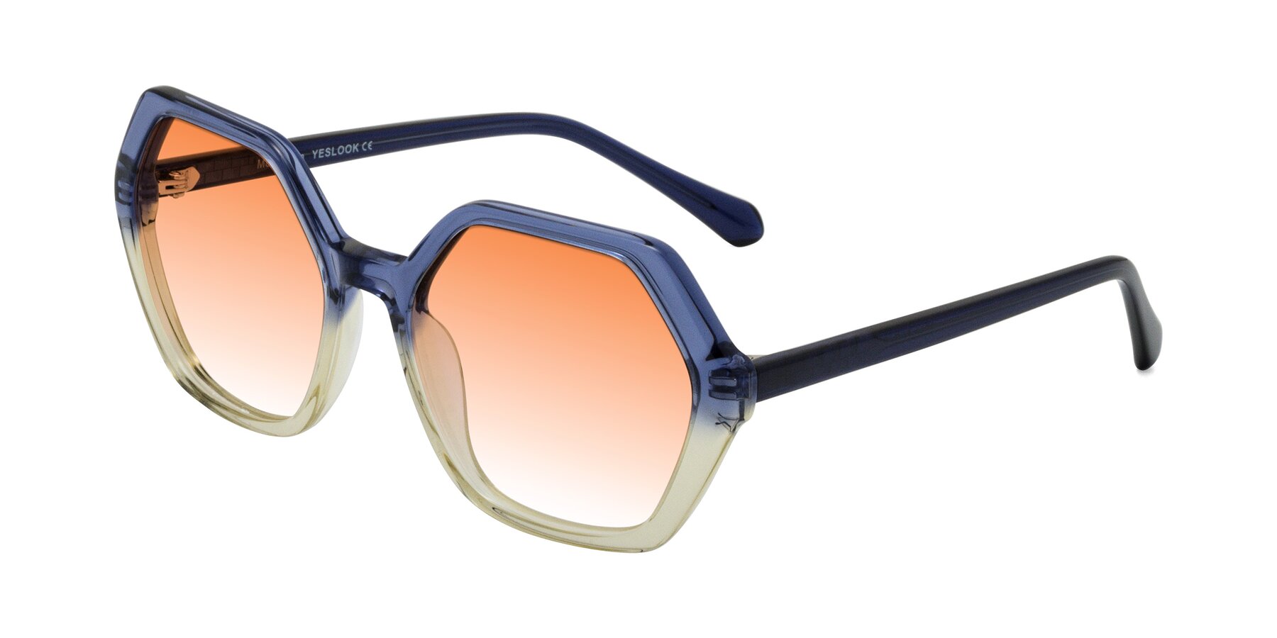 Angle of McFadden in Clear Blue/Clear Green with Orange Gradient Lenses