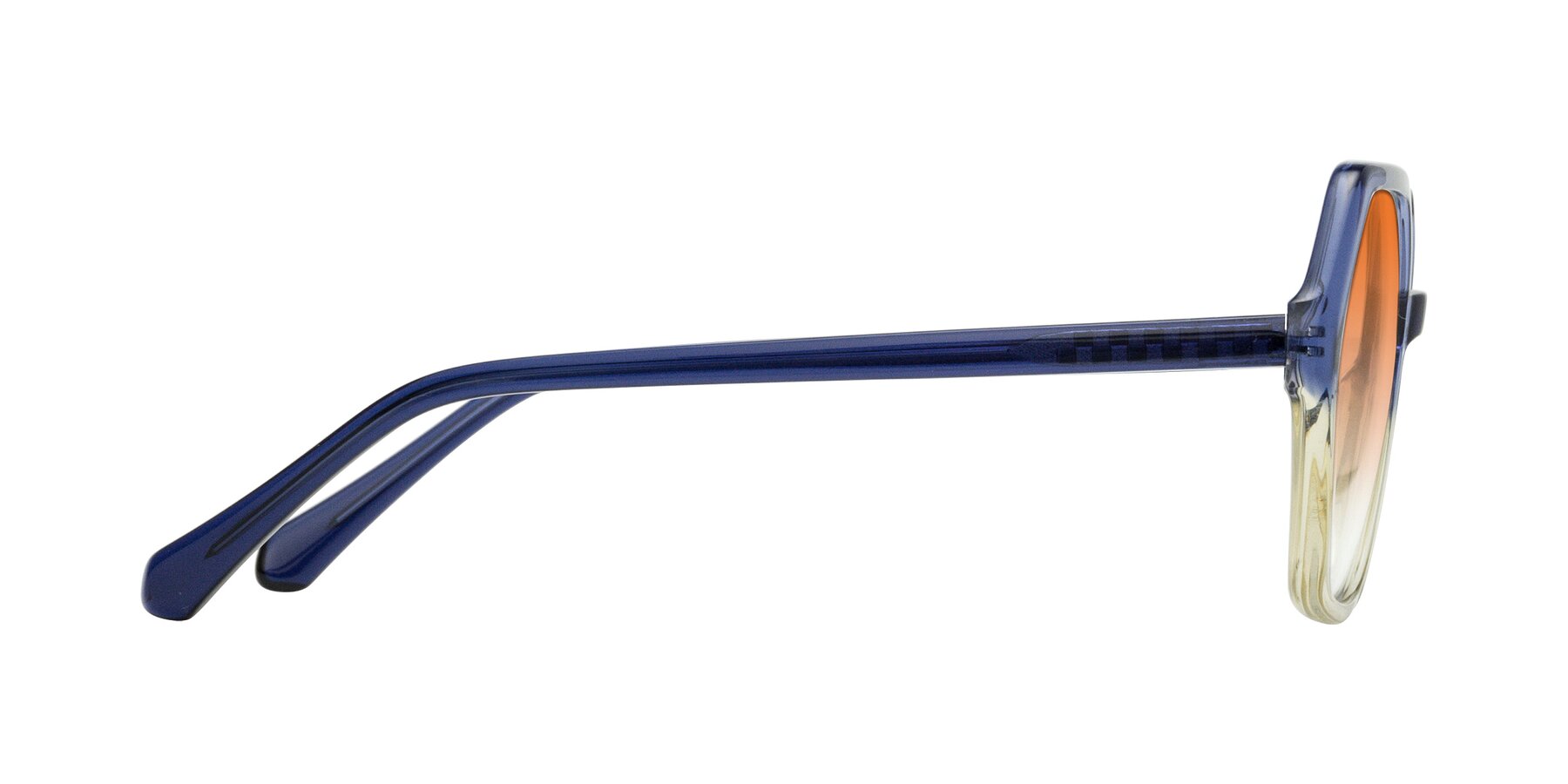 Side of McFadden in Clear Blue/Clear Green with Orange Gradient Lenses