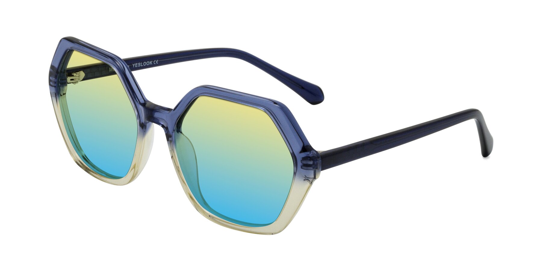 Angle of McFadden in Clear Blue/Clear Green with Yellow / Blue Gradient Lenses