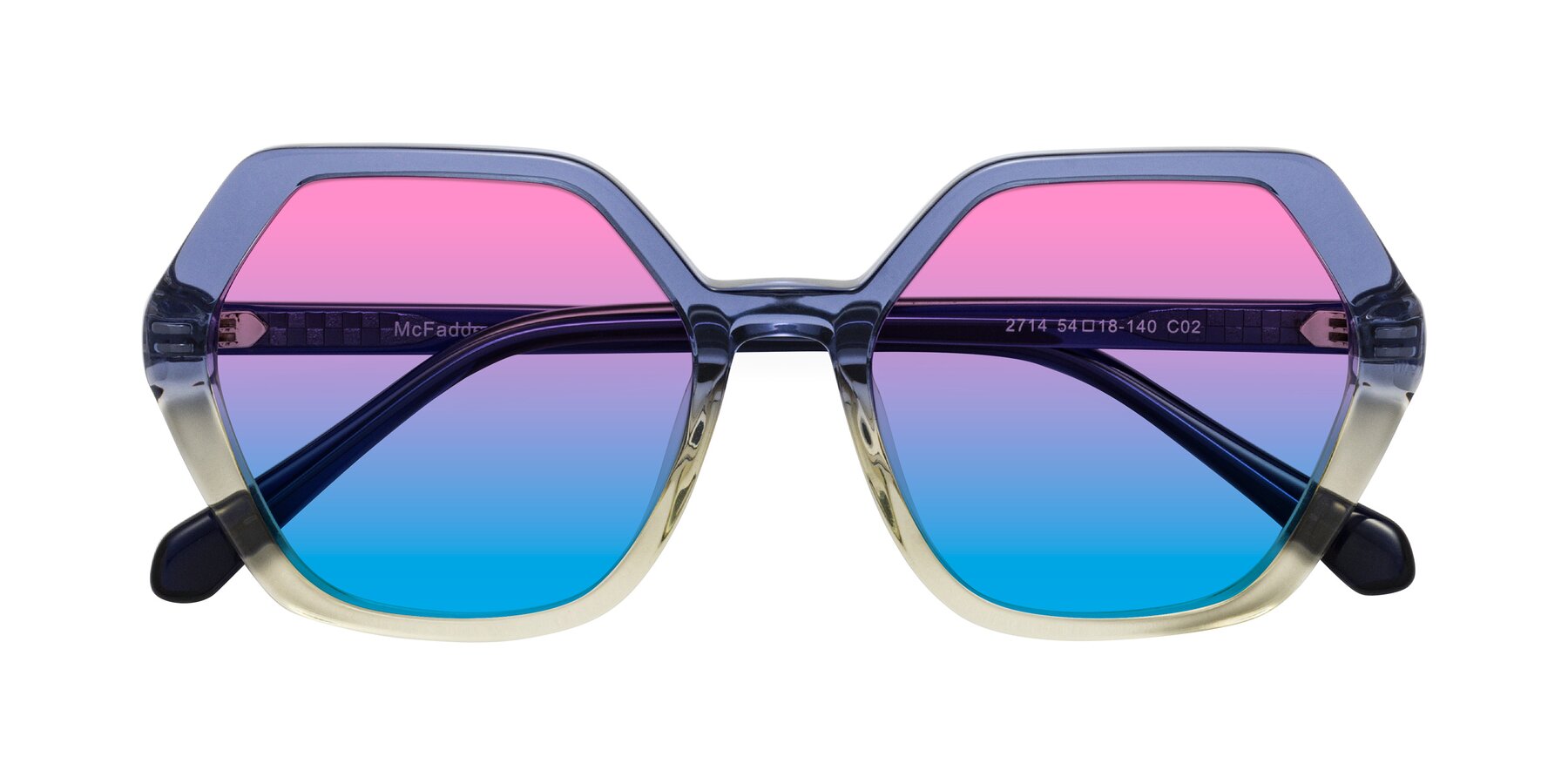 Folded Front of McFadden in Clear Blue/Clear Green with Pink / Blue Gradient Lenses