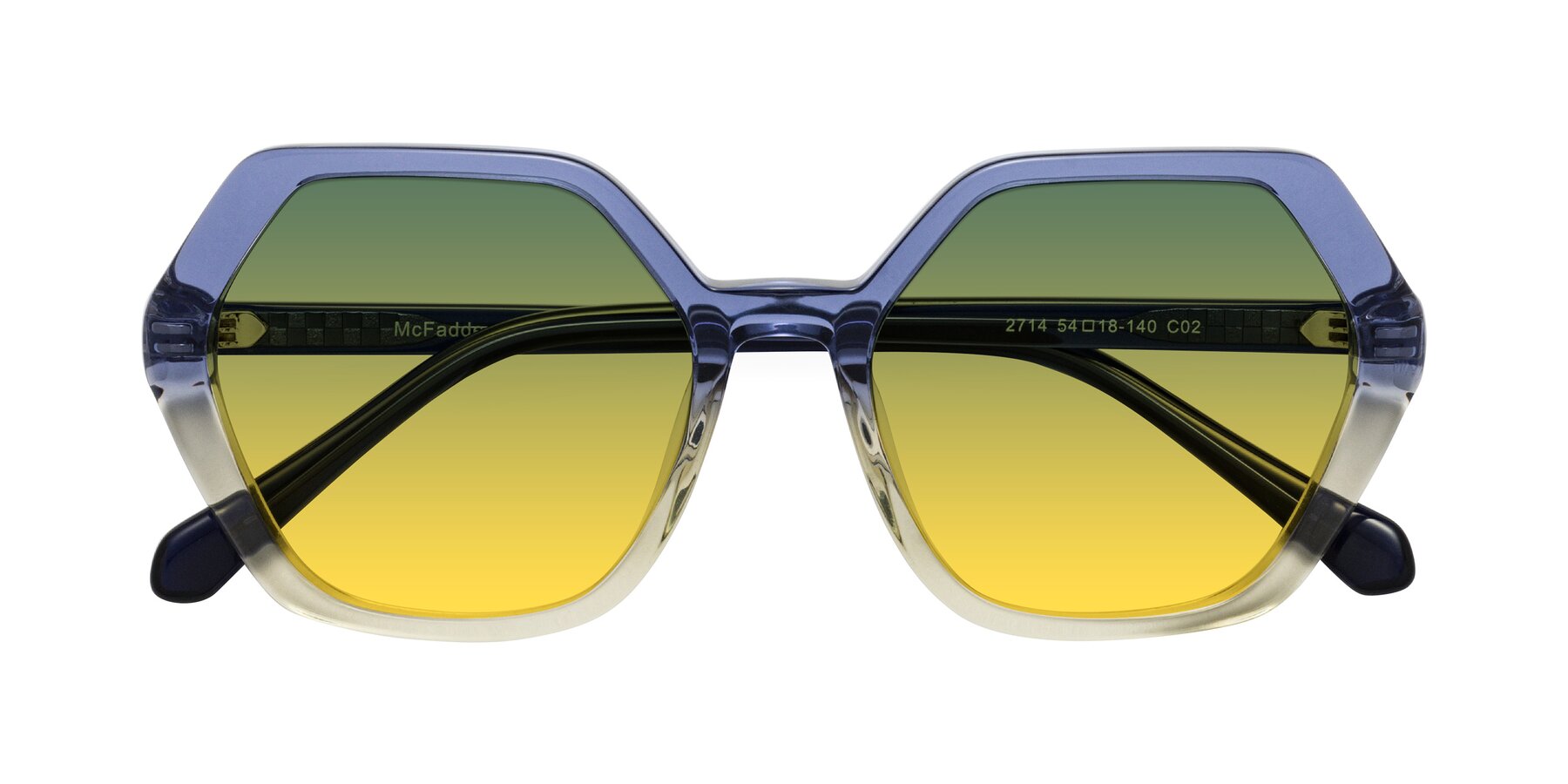 Folded Front of McFadden in Clear Blue/Clear Green with Green / Yellow Gradient Lenses