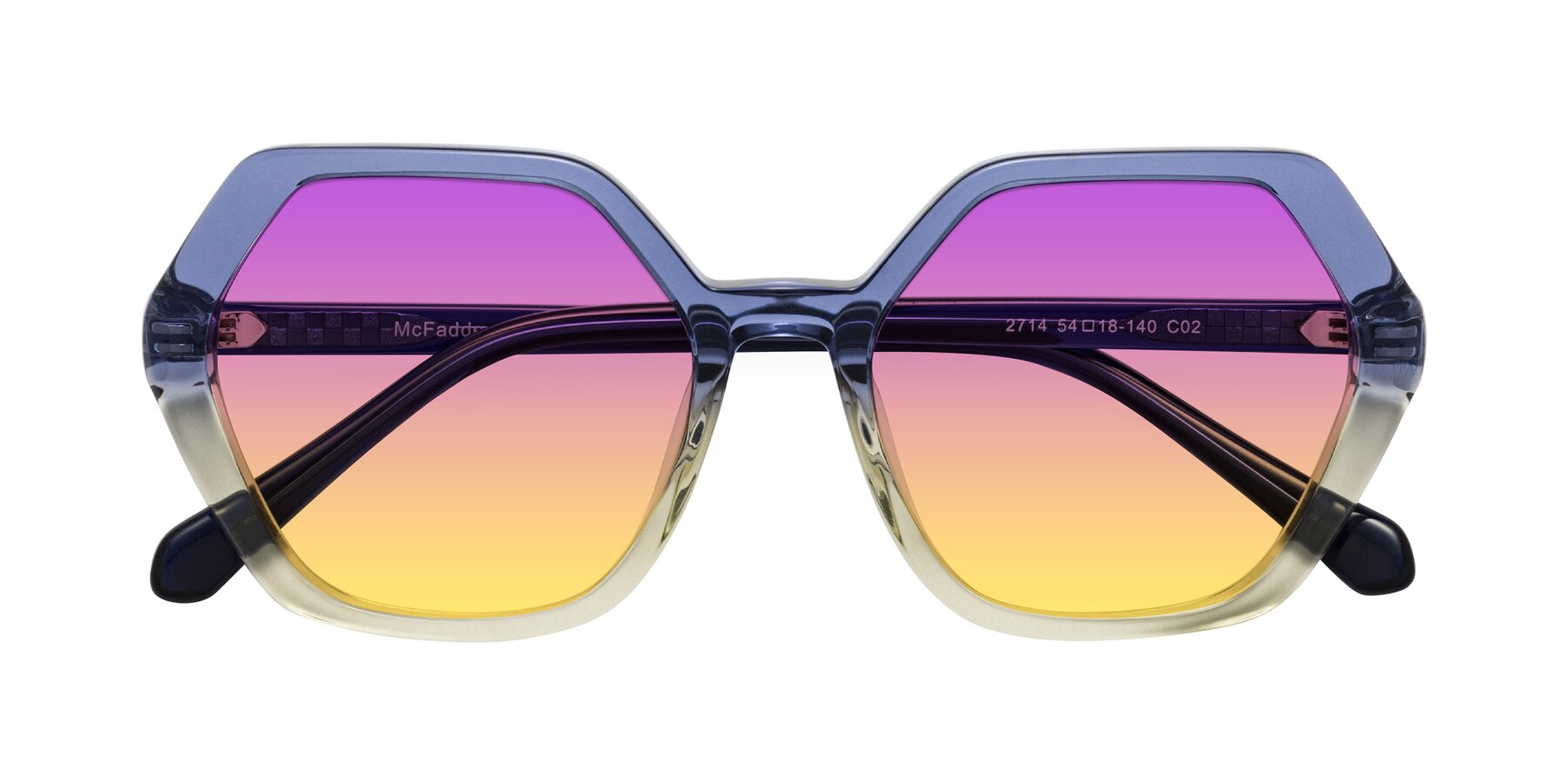 Folded Front of McFadden in Clear Blue/Clear Green with Purple / Yellow Gradient Lenses