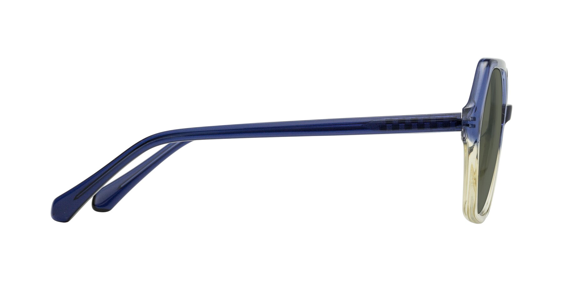 Side of McFadden in Clear Blue/Clear Green with Gray Polarized Lenses