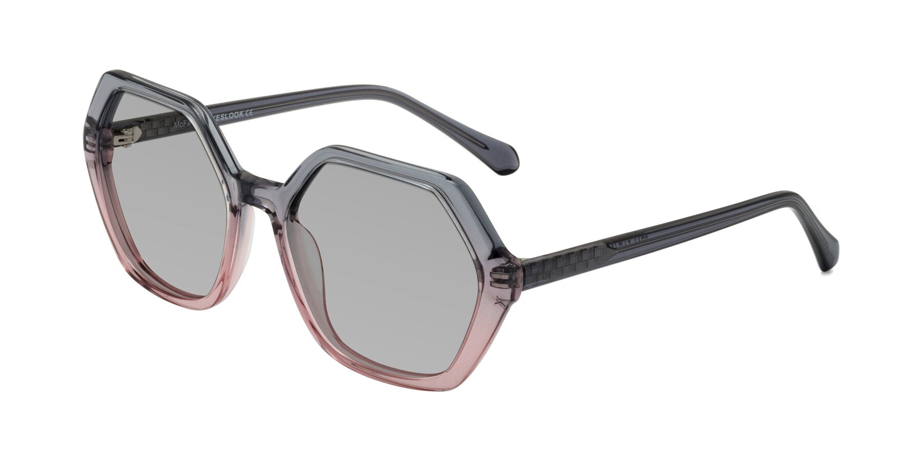 Angle of McFadden in Clear Gray/Clear Pink with Light Gray Tinted Lenses