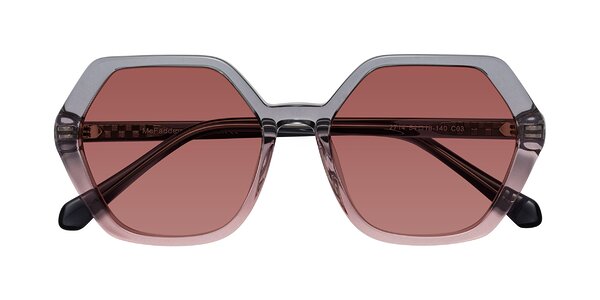 Front of McFadden in Clear Gray/Clear Pink