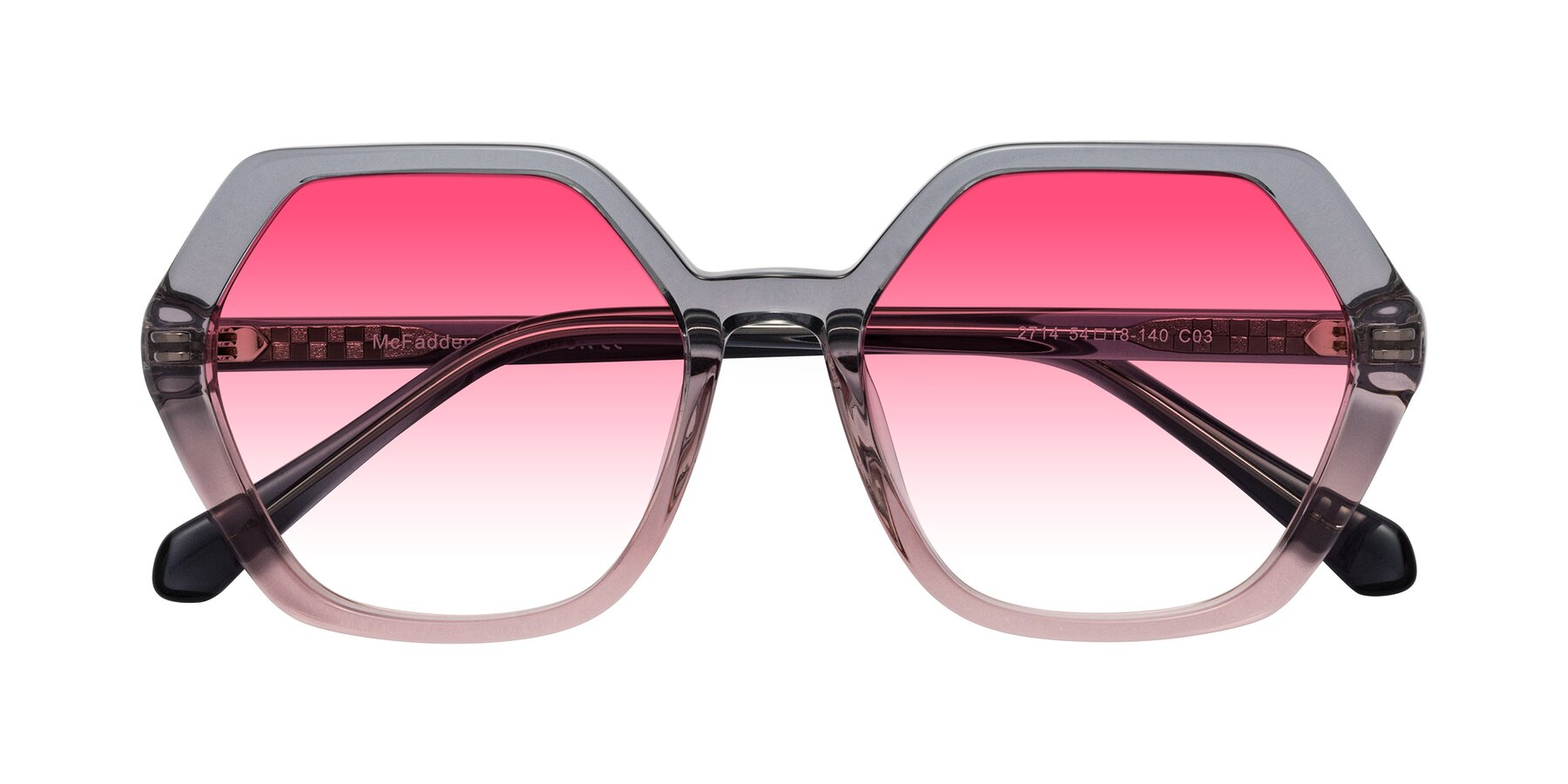 Folded Front of McFadden in Clear Gray/Clear Pink with Pink Gradient Lenses
