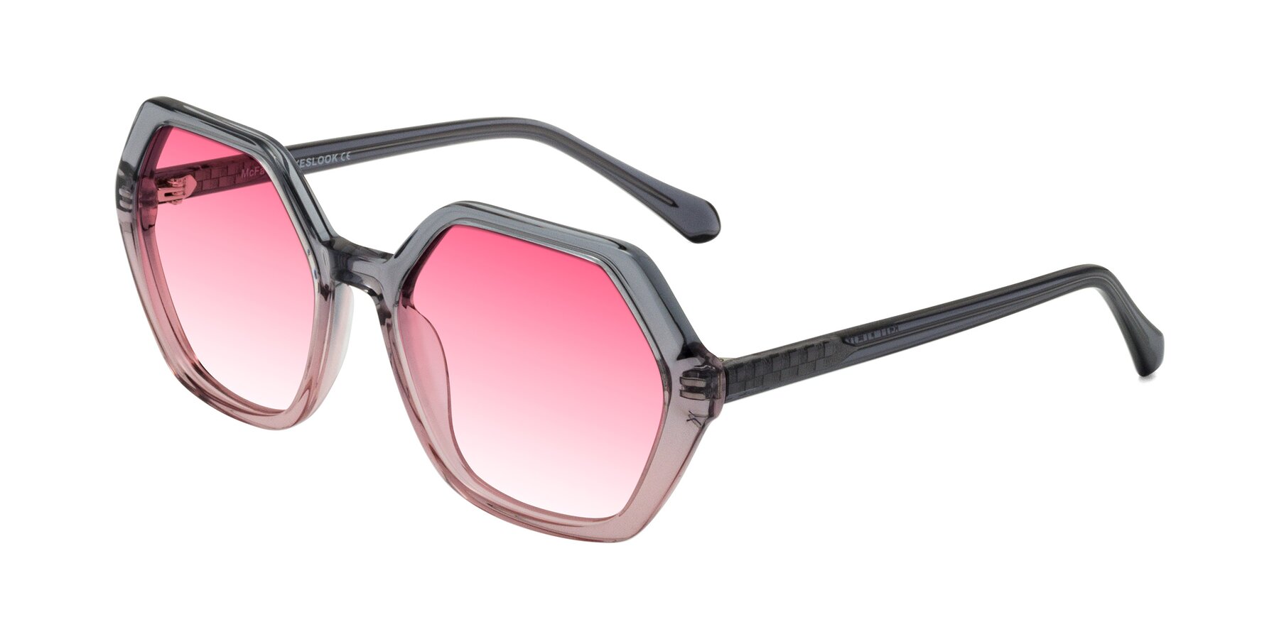 Angle of McFadden in Clear Gray/Clear Pink with Pink Gradient Lenses