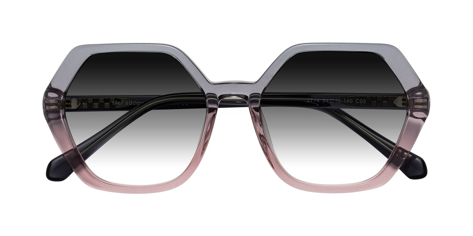 Folded Front of McFadden in Clear Gray/Clear Pink with Gray Gradient Lenses