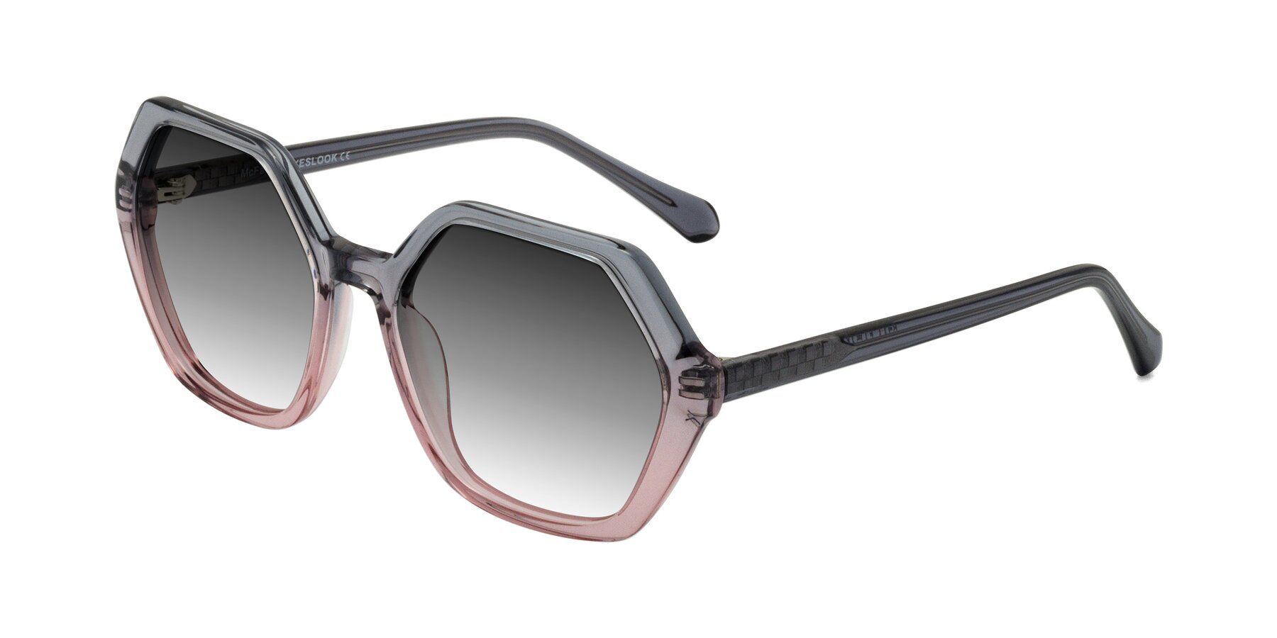 Angle of McFadden in Clear Gray/Clear Pink with Gray Gradient Lenses