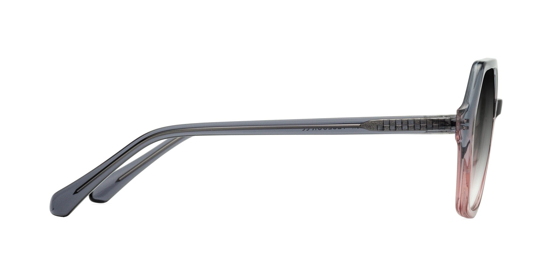 Side of McFadden in Clear Gray/Clear Pink with Gray Gradient Lenses
