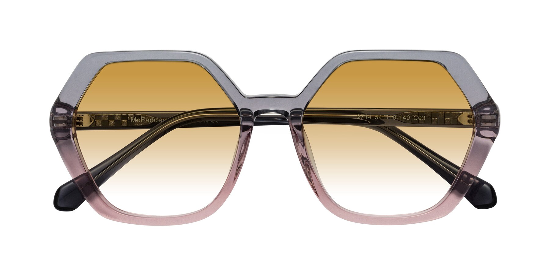Folded Front of McFadden in Clear Gray/Clear Pink with Champagne Gradient Lenses