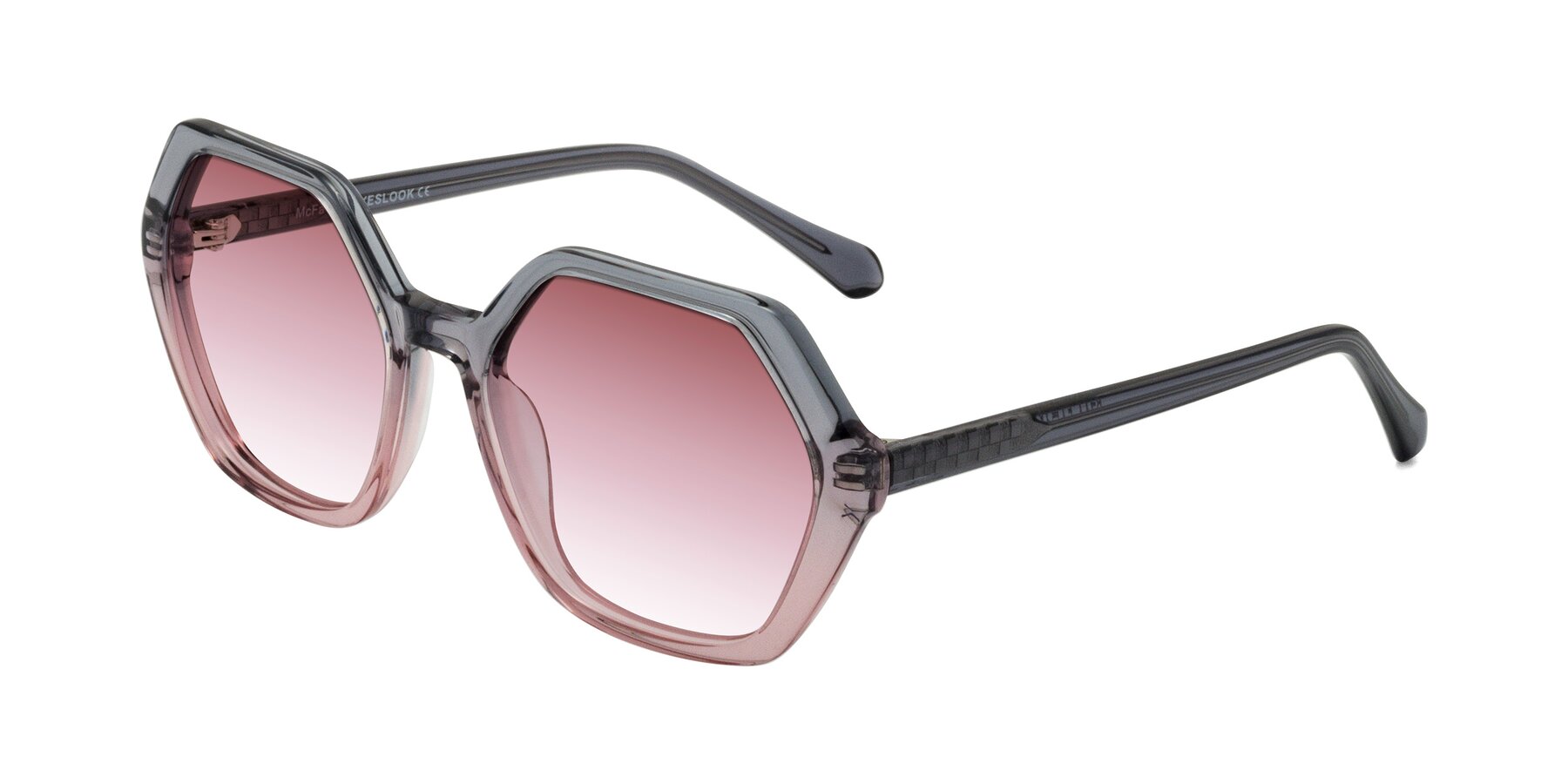 Angle of McFadden in Clear Gray/Clear Pink with Garnet Gradient Lenses