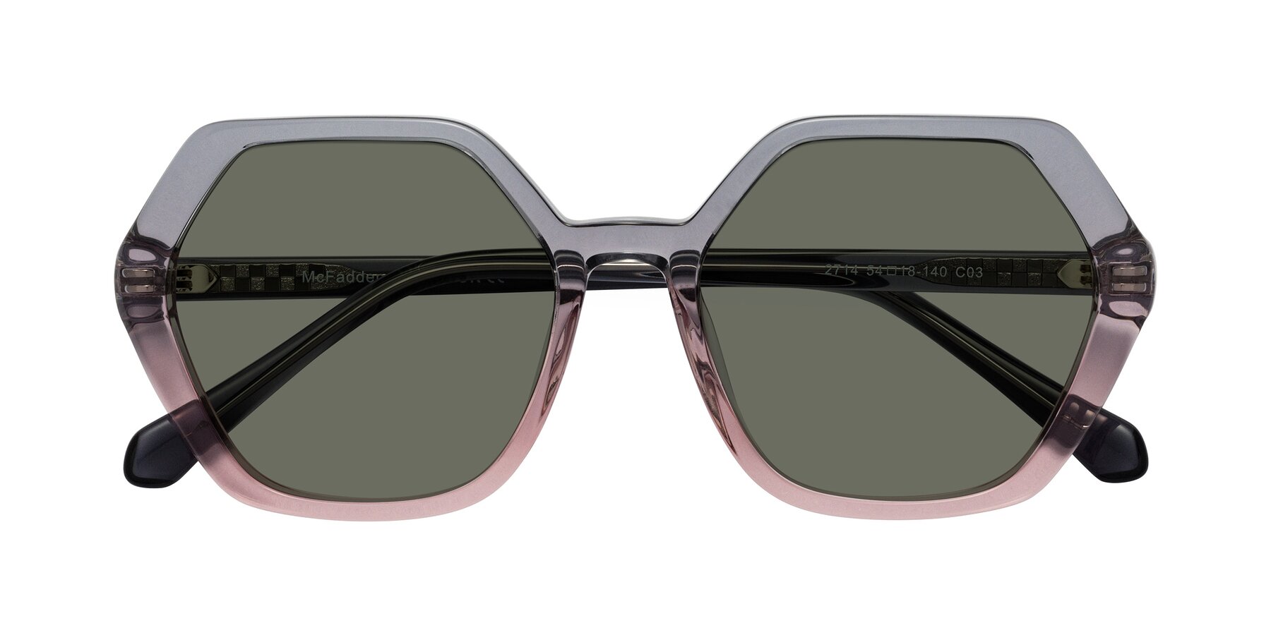 Folded Front of McFadden in Clear Gray/Clear Pink with Gray Polarized Lenses