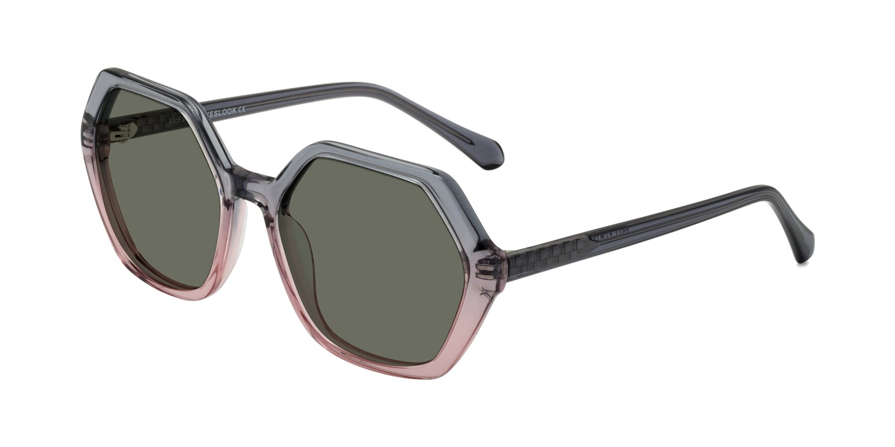 Angle of McFadden in Clear Gray/Clear Pink with Gray Polarized Lenses