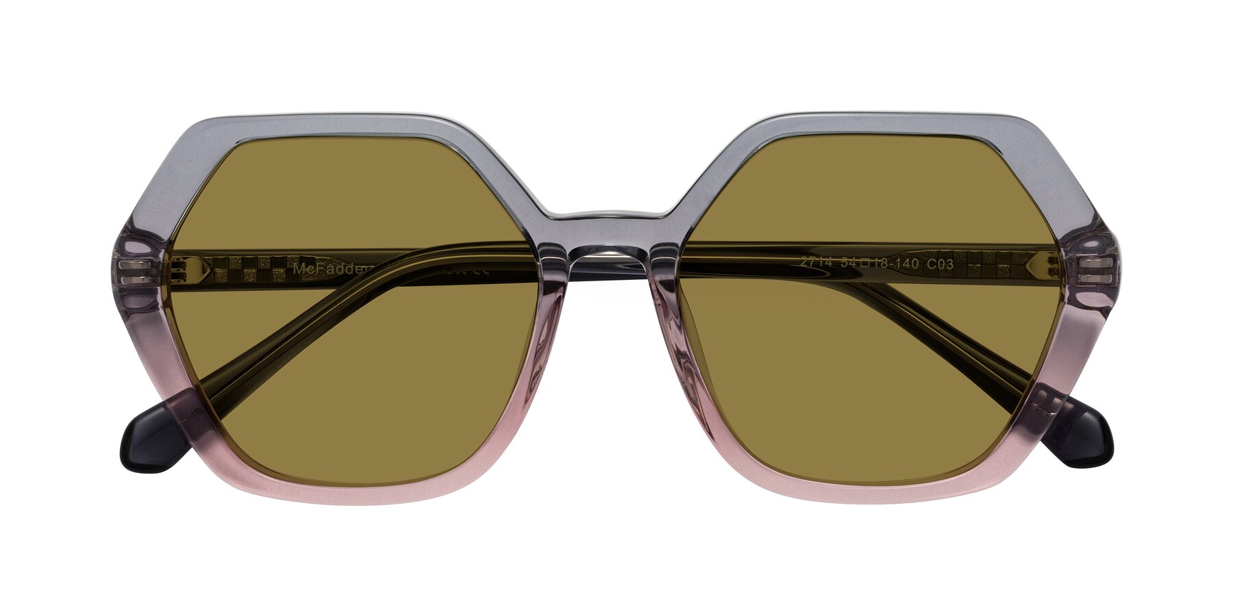 Folded Front of McFadden in Clear Gray/Clear Pink with Brown Polarized Lenses