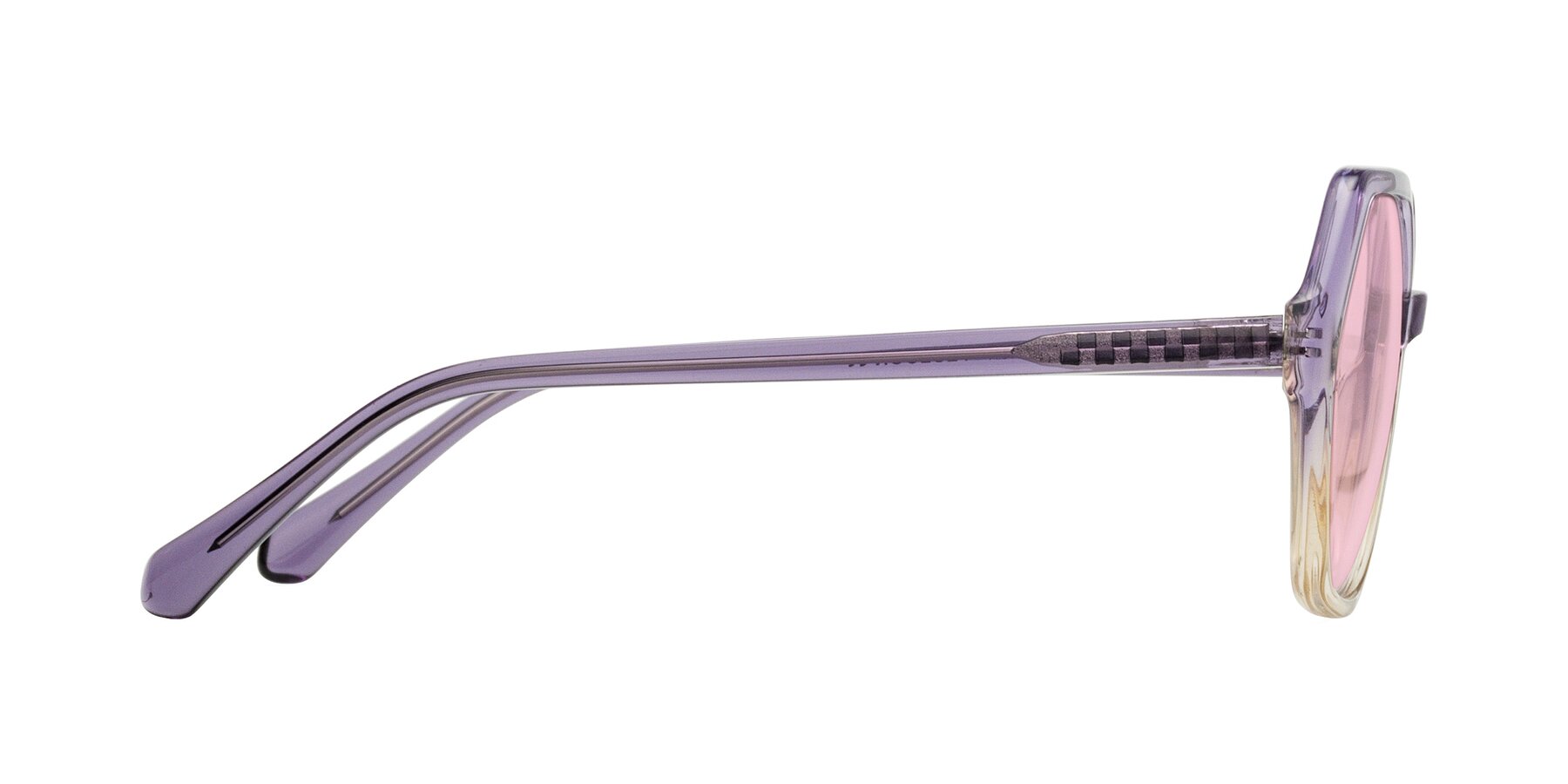 Side of McFadden in Clear Purple/Champagne with Light Pink Tinted Lenses