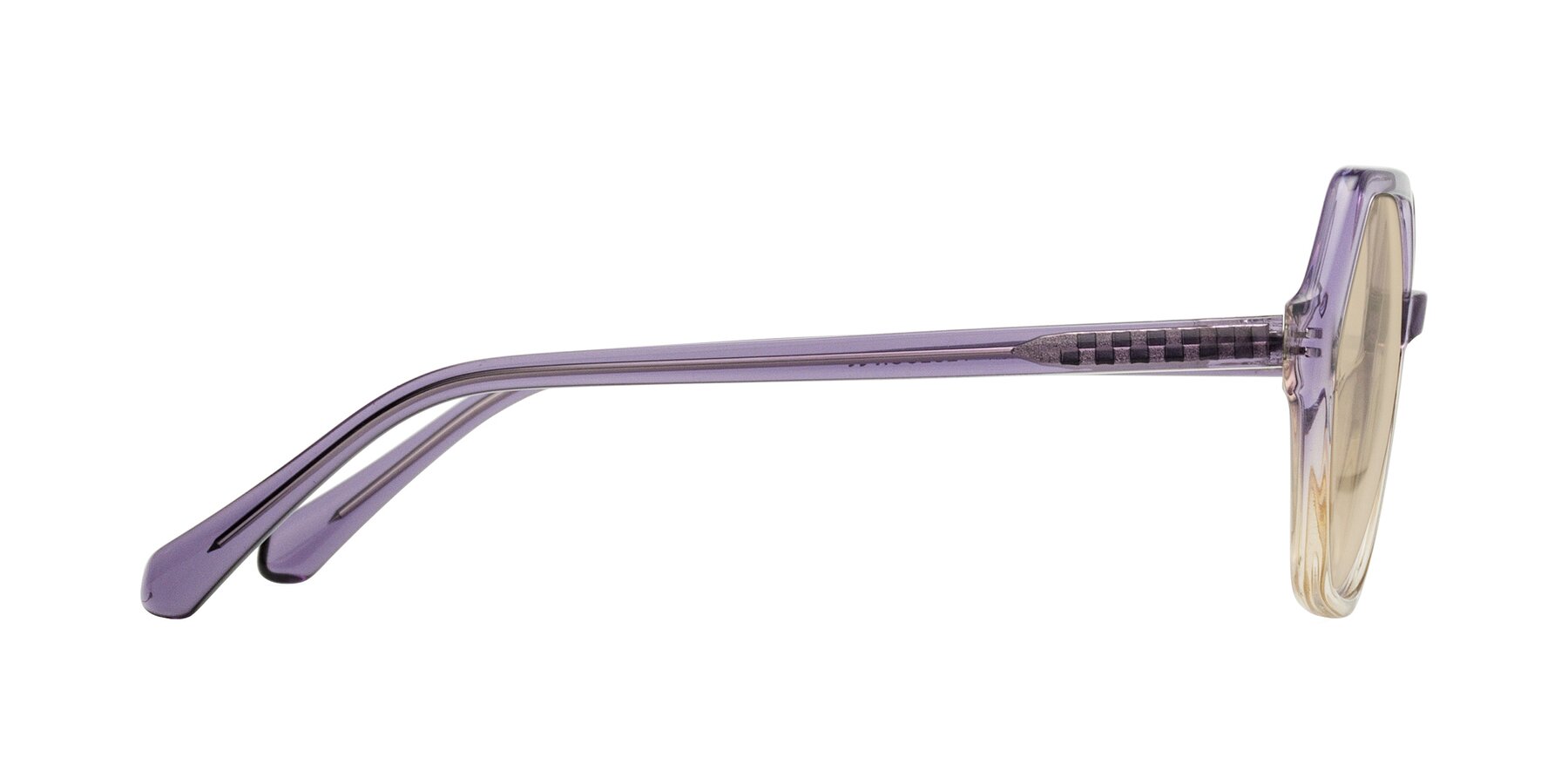 Side of McFadden in Clear Purple/Champagne with Light Brown Tinted Lenses