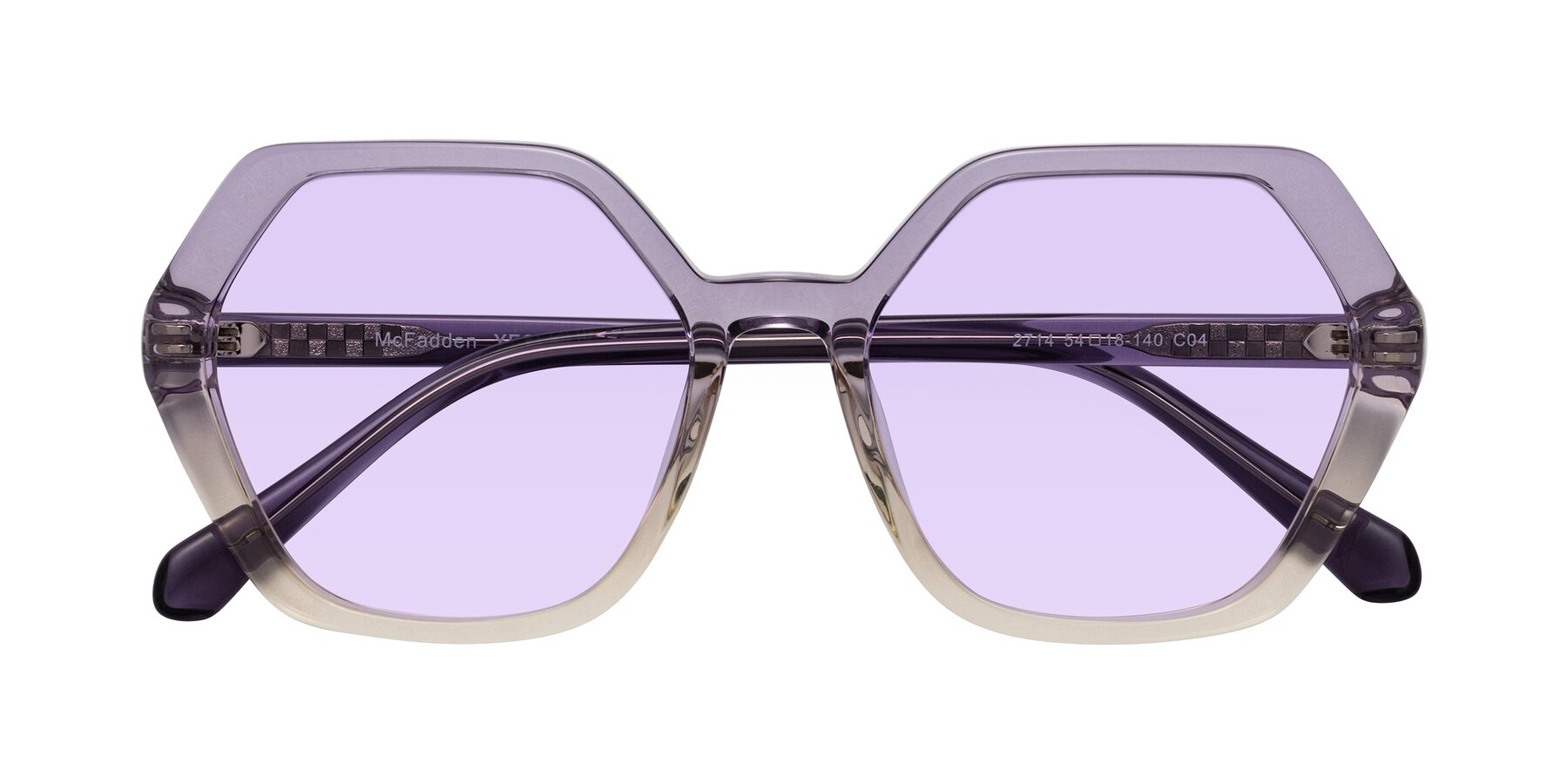 Folded Front of McFadden in Clear Purple/Champagne with Light Purple Tinted Lenses