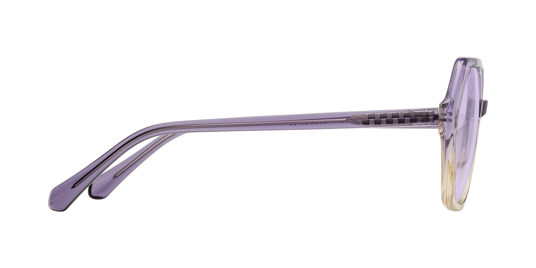 Side of McFadden in Clear Purple/Champagne with Light Purple Tinted Lenses