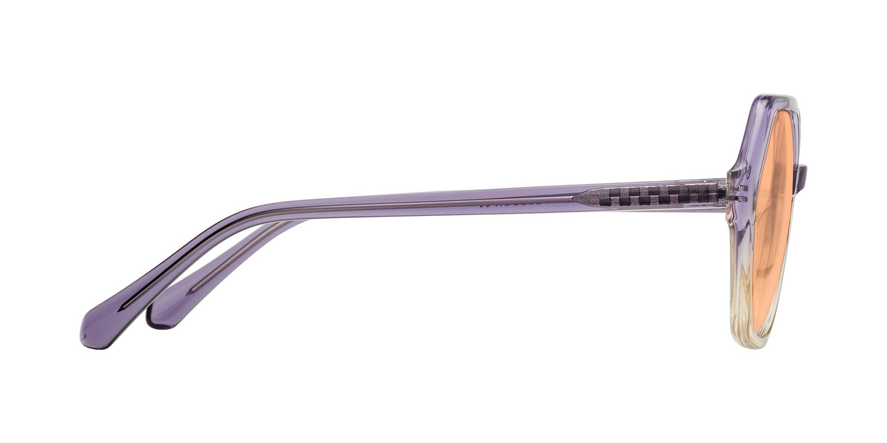 Side of McFadden in Clear Purple/Champagne with Light Orange Tinted Lenses