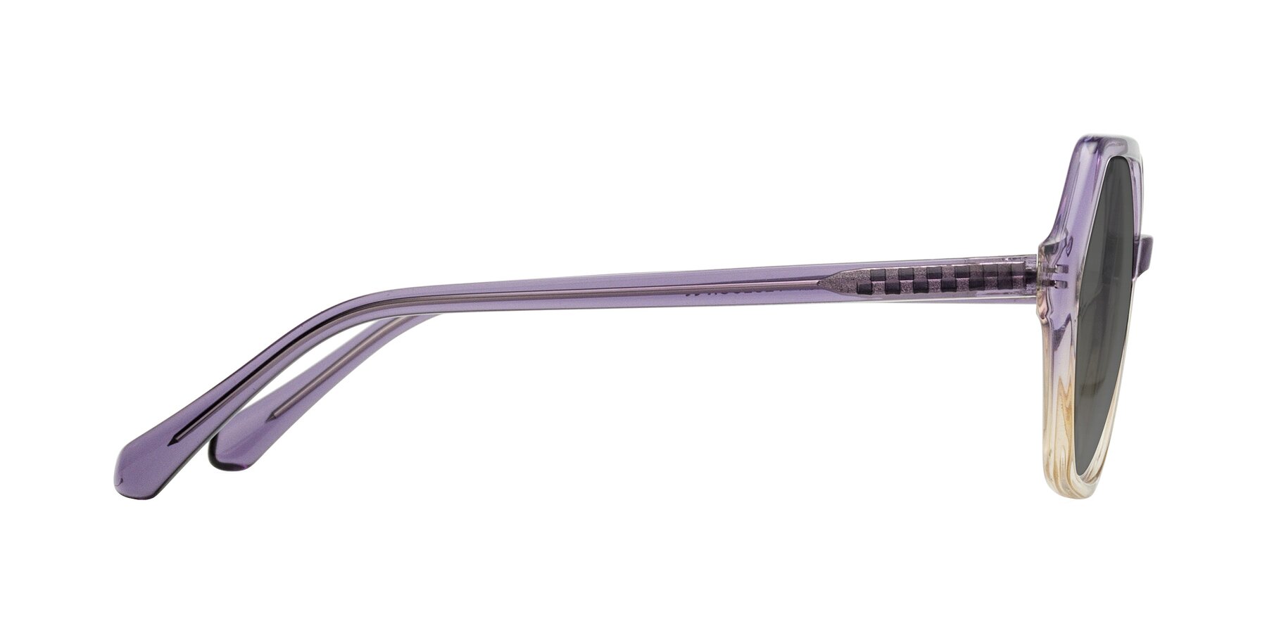 Side of McFadden in Clear Purple/Champagne with Medium Gray Tinted Lenses