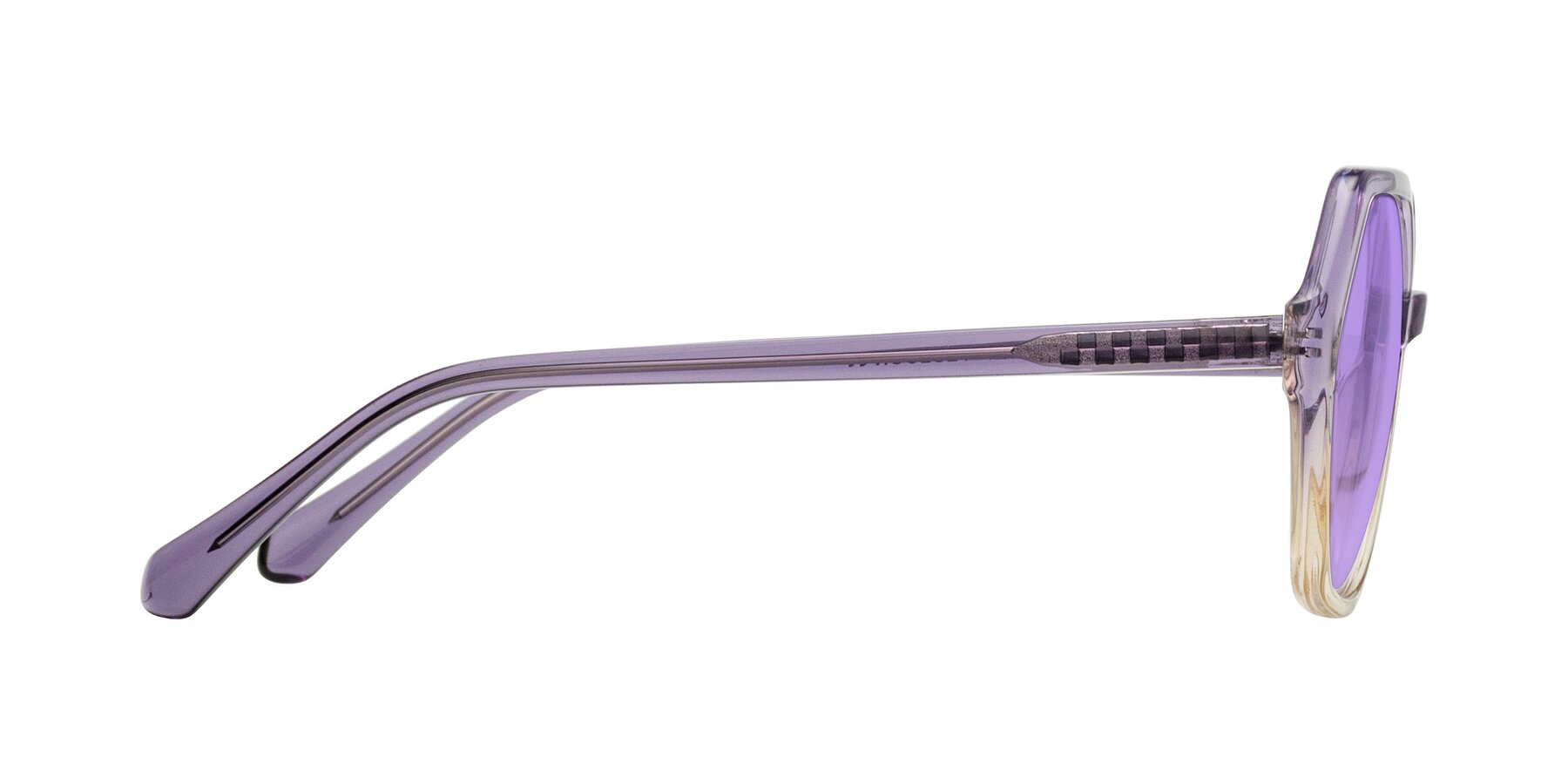 Side of McFadden in Clear Purple/Champagne with Medium Purple Tinted Lenses